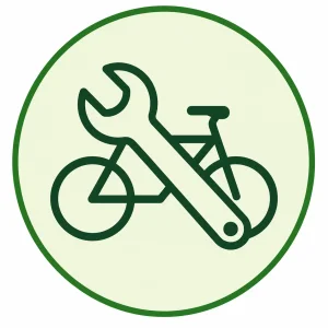 Symbol: Werkzeug und Fahrrad